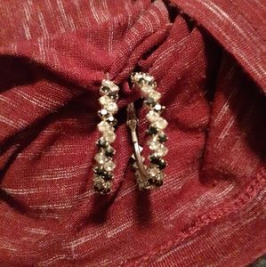 Beautiful hoop earrings black and clear stones